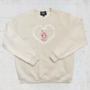 NWT Strawberry Shortcake Lace Heart Sweatshirt Size L Kidcore Softgirl